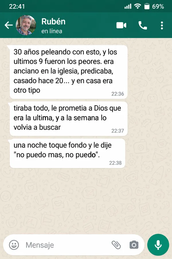 Mensaje de WhatsApp de Rubén